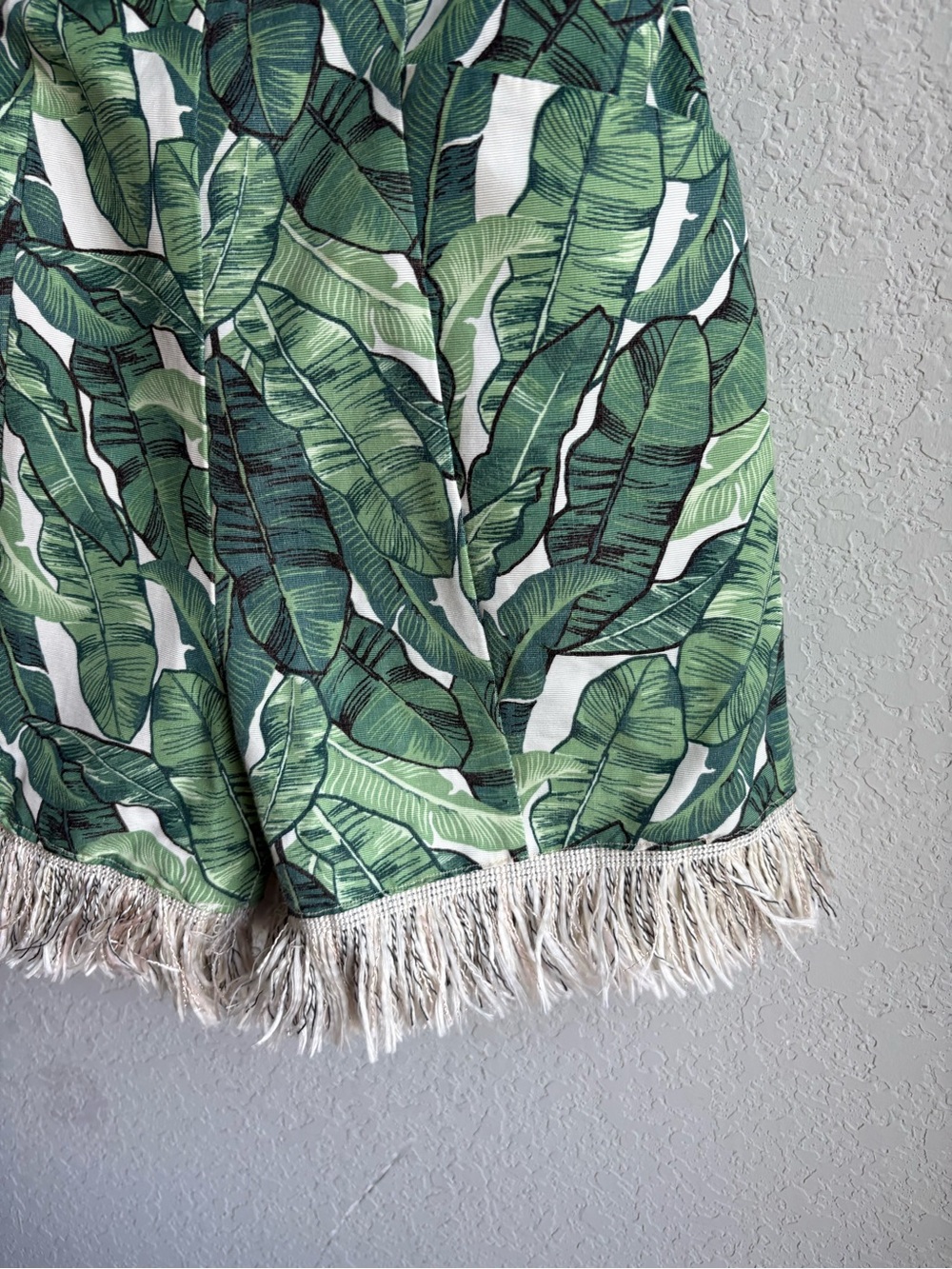 H&M Green Leaf Print Strapless Romper with Fringe - Picture 2 of 6